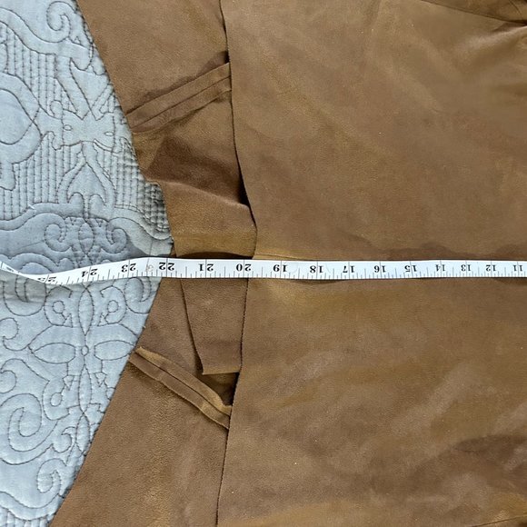 Lightweight, suede-like, beige jacket w/flared bottom, Size Small - Picture 8 of 12